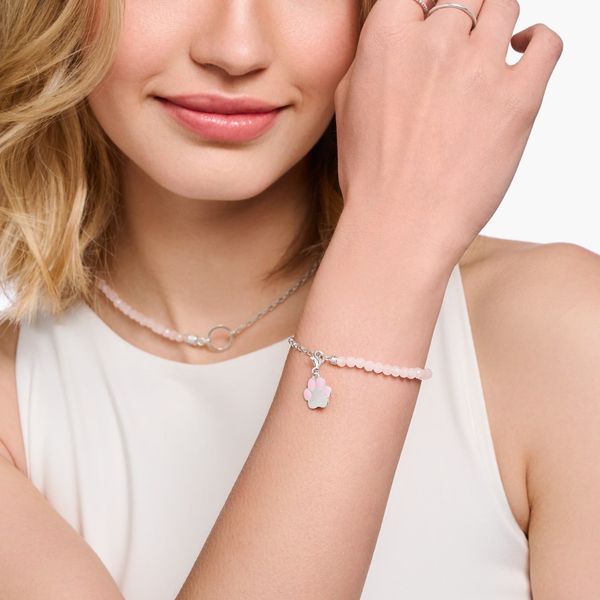 Thomas Sabo Pink Enamel Paw Print Silver Charm