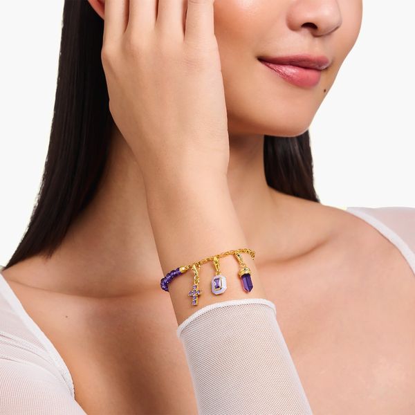 Thomas Sabo Imitation Amethyst Gold Plated Charm
