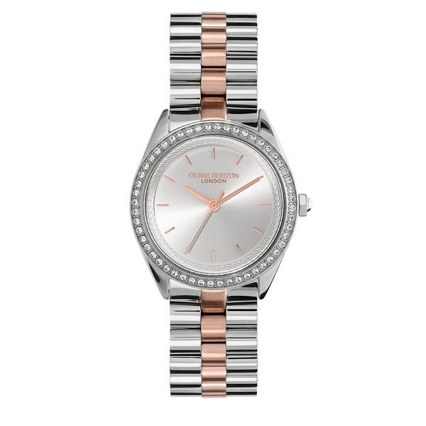 Olivia Burton Sports Luxe 34mm Crystal Silver Quartz Two Tone Bracelet Watch