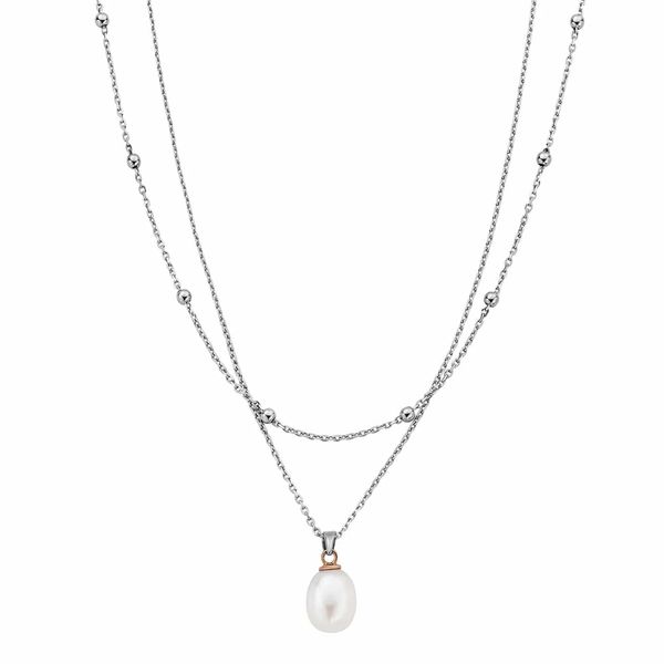 Clogau Welsh Beachcomber Pearl Silver Layer Necklace 