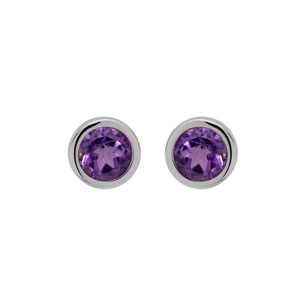 Unique Round Sterling Silver Amethyst Earrings 