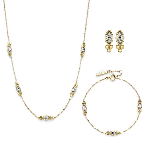 Olivia Welles Women's Jewelry Set: Lightweight Gold Plated Multicolor Organic Stone Necklace & Earrings – A Must-Have Neutral Statement Set - View #9