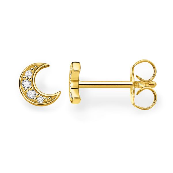 Thomas Sabo Yellow Gold Stone Set Moon Ear Studs