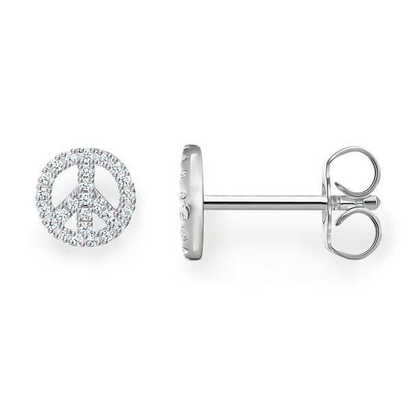 Thomas Sabo Silver Stone Set Peace Stud Earrings Peter Jackson