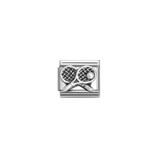 Nomination Composable Classic Link Tennis Rackets In Sterling Silver