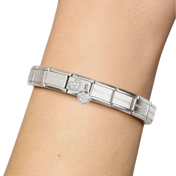 Nomination Composable Classic Stone Set Hearts In Sterling Silver 