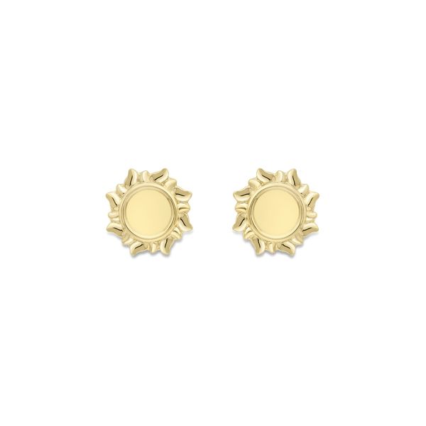 9ct Yellow Gold Small Polished Sun Stud Earrings 