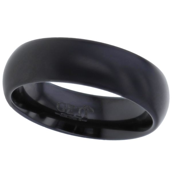 Black Zirconium 5mm Dome brushed satin Gents Wedding Ring  