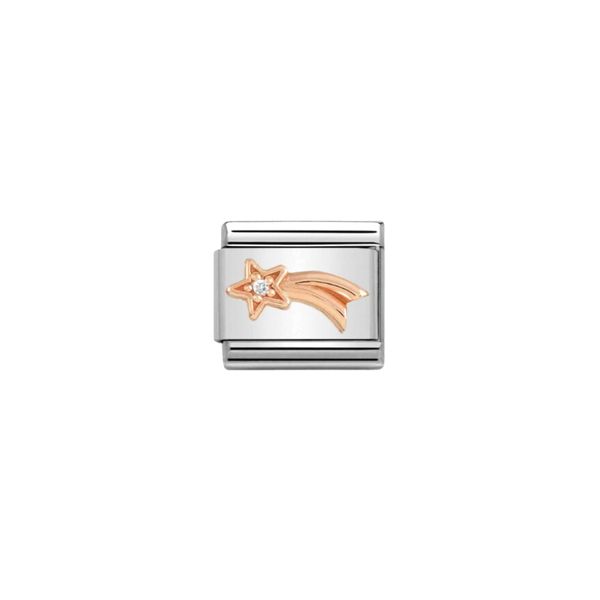 Nomination Composable Classic Link Stone Set Shooting Star In Rose Gold 