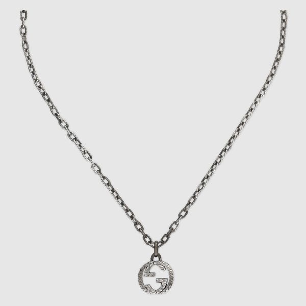 Gucci interlocking top g silver pendant