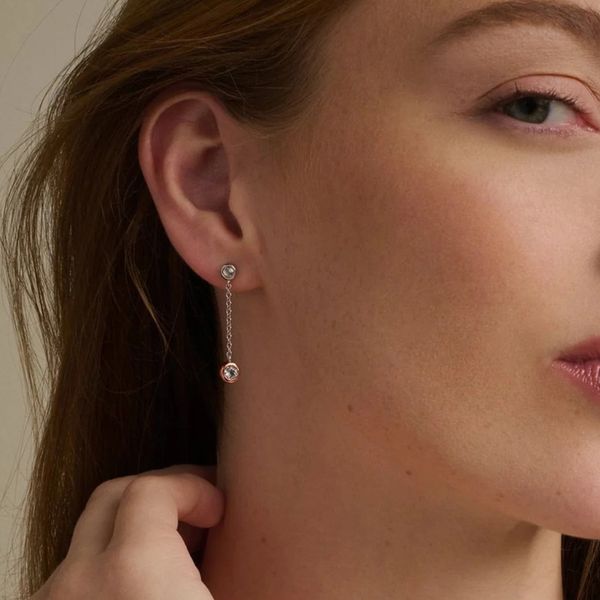 Clogau Celebration Sterling Silver Drop Chain Topaz Earrings 