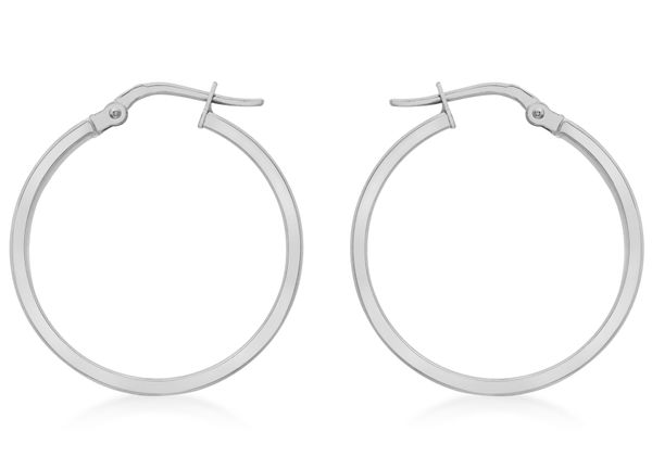 9ct White Gold Polished Hoop Earrings