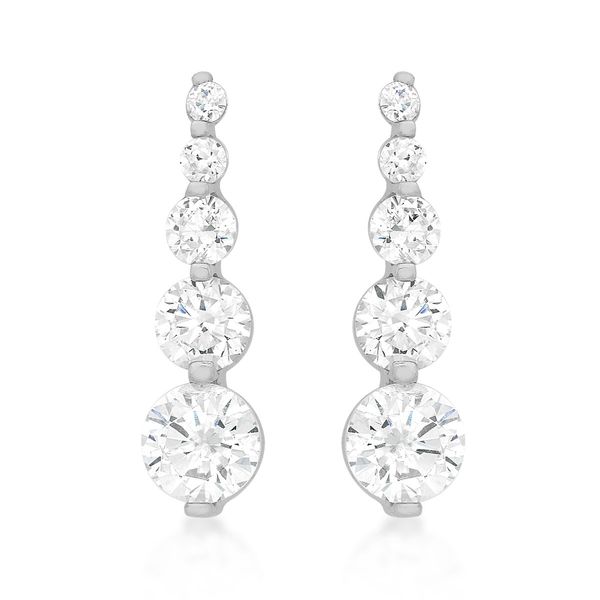9CT WHITE GOLD CZ 5MM X 18MM DROP EARRINGS