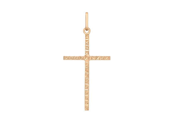 9ct Rose Gold 18'' Diamond Cut Cross Pendant