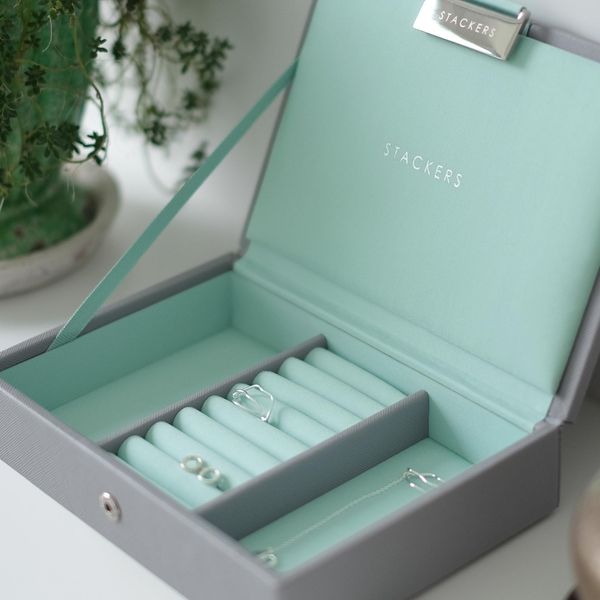 Stackers Dove Grey & Mint Mini Jewellery Box Lid