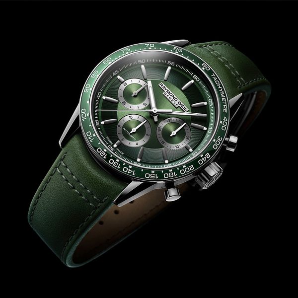 Raymond Weil Freelancer 43.5mm Green Auto Strap Watch Peter Jackson