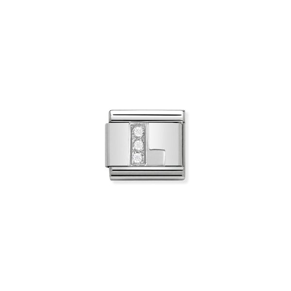 Nomination Composable Classic Link Stone Set Letter L In Sterling Silver