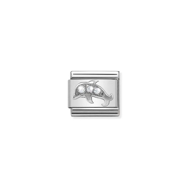 Nomination Composable Classic Link Stone Set Dolphin In Sterling Silver