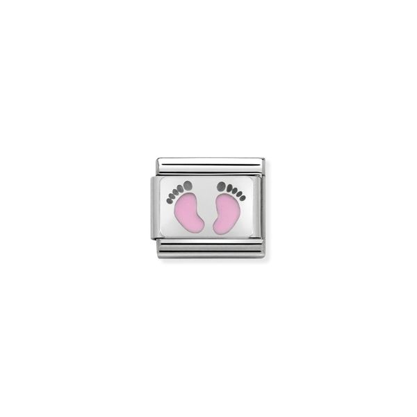 Nomination Composable Classic Link Pink Footprints In Sterling Silver