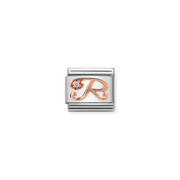 Nomination Composable Classic Link Cubic Zirconia Letter R In Rose Gold