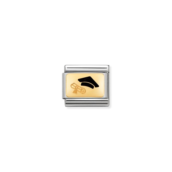 Nomination Composable Classic Link Graduation Cap & Diploma In Bonded Gold