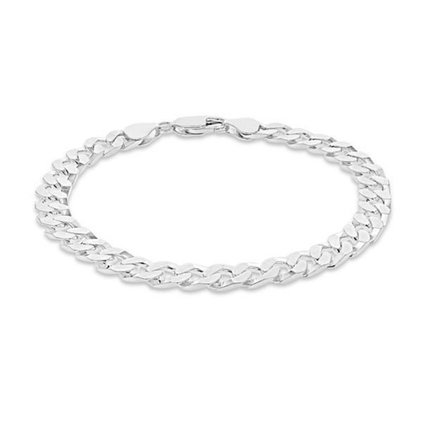 Sterling silver 8'' flat square curb chain bracelet
