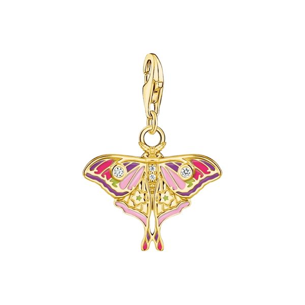 Thomas Sabo Gold Plated Colorful Moth Charm 