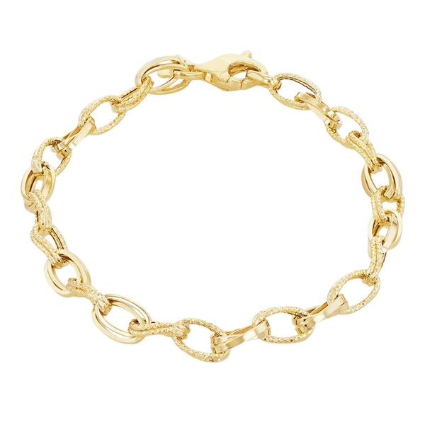 9ct Yellow Gold Diamond Cut Twisted Link Bracelet 