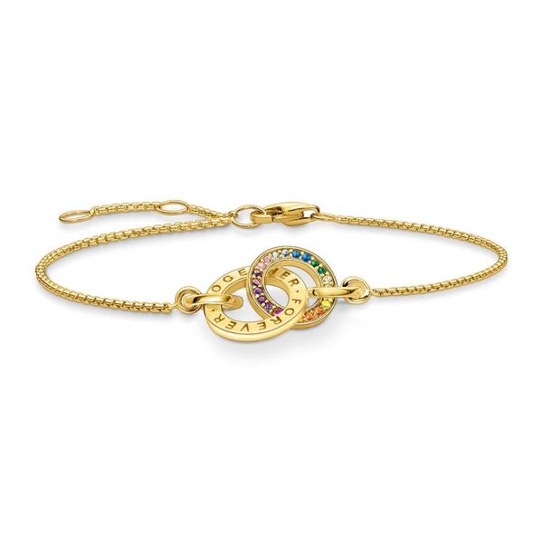 Thomas Sabo Rainbow Together Forever Gold Necklace & Bracelet Gift Set