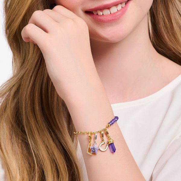 Thomas Sabo Charmista Violet Beads Gold Plated Bracelet