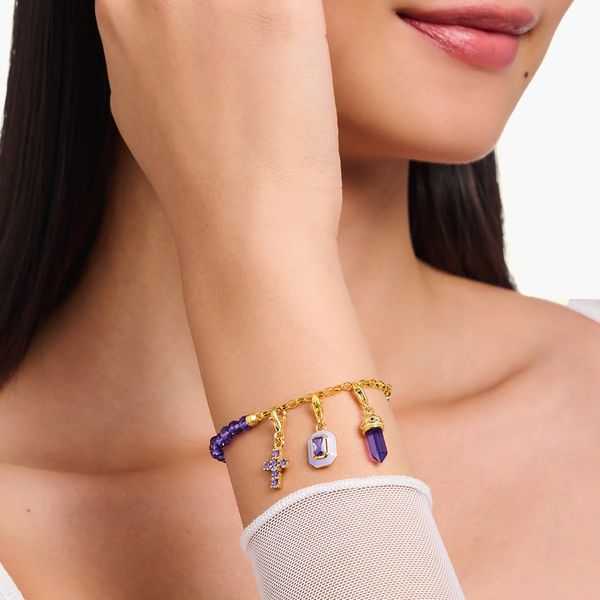 Thomas Sabo Charmista Violet Beads Gold Plated Bracelet