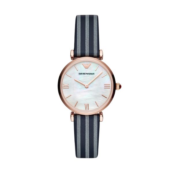 white and rose gold armani watch
