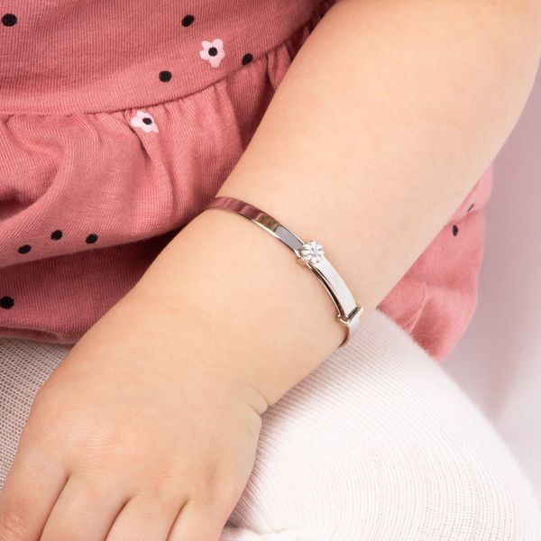 D for Diamond Daisy Silver Bangle