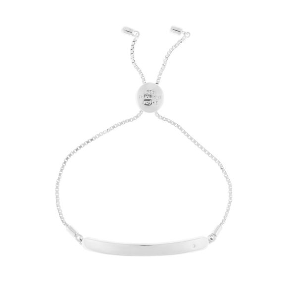 D for Diamond ID Bar Silver Bracelet