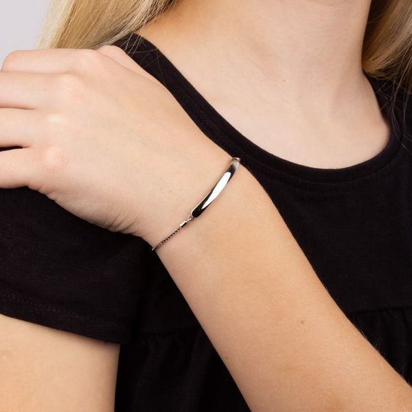 D for Diamond ID Bar Silver Bracelet