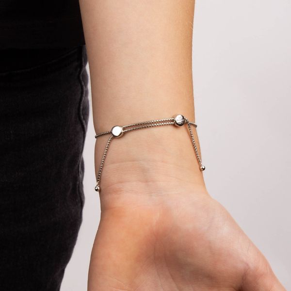 D for Diamond Forever Expandable Silver Bracelet