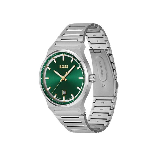 Boss Candor 41mm Steel Green Dial Quartz Bracelet Watch