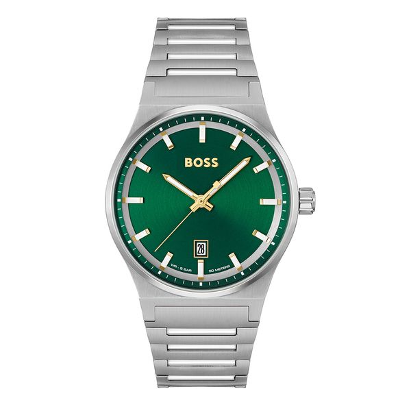 Boss Candor 41mm Steel Green Dial Quartz Bracelet Watch