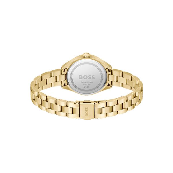 Boss Sage 32mm Gold IP Plated Steel Green Dial Quartz Bracelet Watch