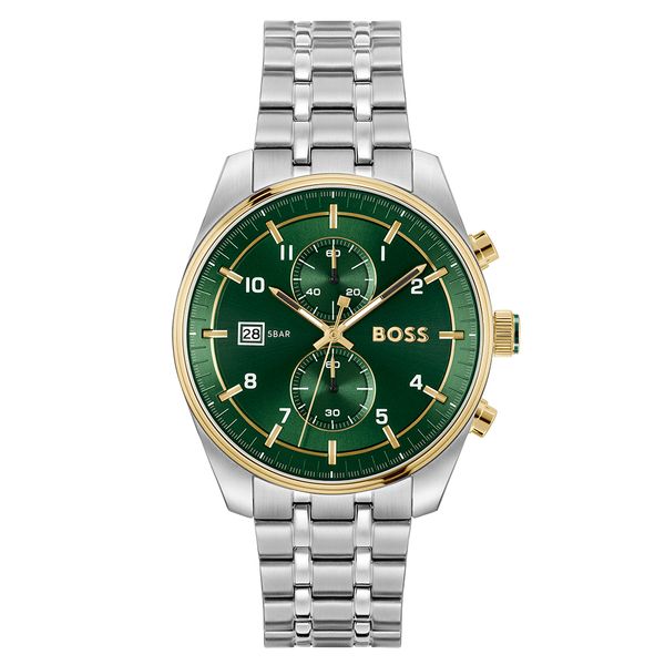 BOSS Sky traveller 44mm Green Bi Colour Quartz Bracelet Watch