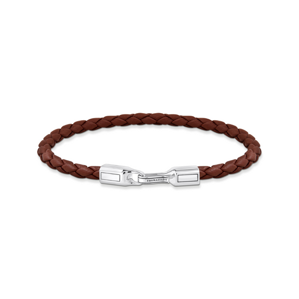 Thomas Sabo Braided Brown 5 mm leather Silver Bracelet 