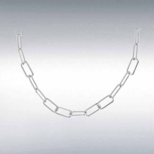 STERLING SILVER 7.4MM HALF-TWISTED-LINK PAPER 18" CHAIN