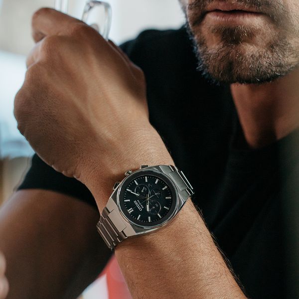 Citizen Modern 43mm Black Steel Bracelet Eco Drive Chronograph Watch