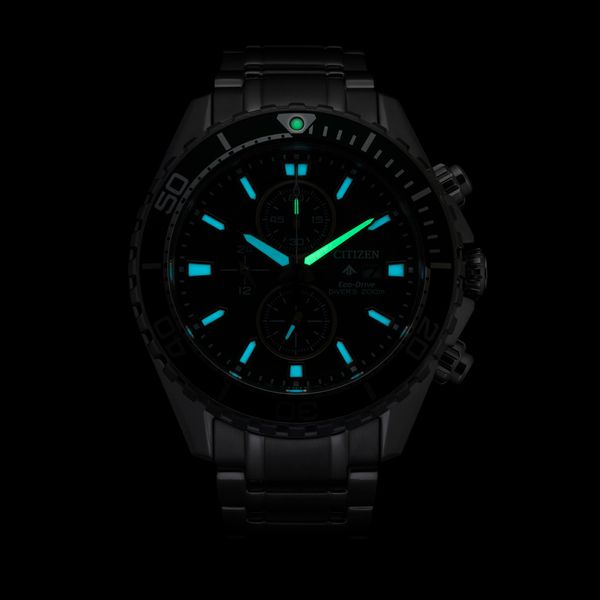 Citizen Promaster Diver 44mm Green Bracelet Eco Drive Chronograph Watch 