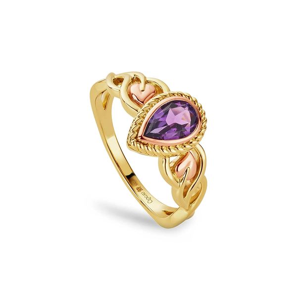 Clogau Delphinium Yellow & Rose Gold Vine Amethyst Ring