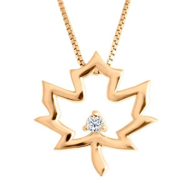 9ct Rose Gold Canadian Arctic 0 10ct Diamond Maple Leaf Pendant Peter Jackson The Jeweller - Maple Leaf Pendant White Gold
