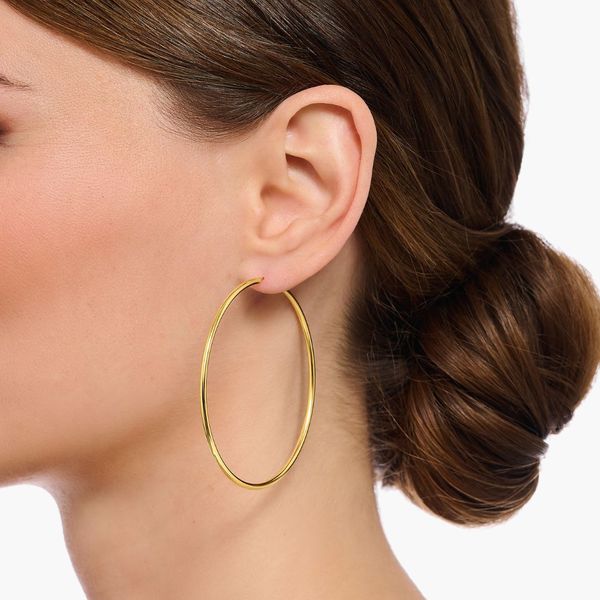 Thomas Sabo 60mm Gold Plated Slim Hoop Earrings 