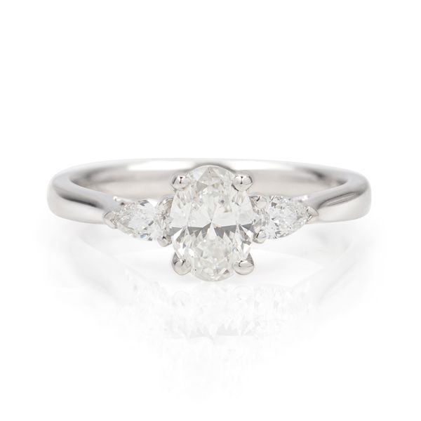 Platinum 0.72 & 0.21ct Oval & Pear Diamond Trilogy Ring