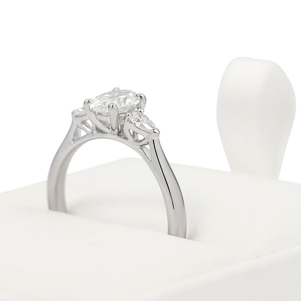 Platinum 0.72 & 0.21ct Oval & Pear Diamond Trilogy Ring