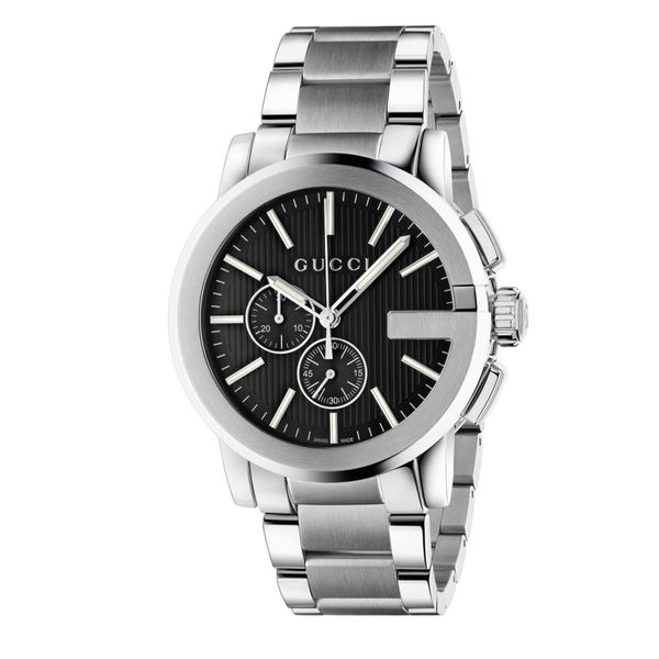 Gucci G-Chrono 44mm Steel Black Quartz Bracelet Chronograph Watch